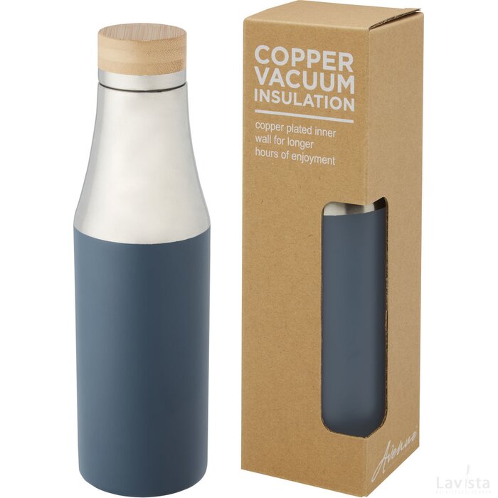Hulan koperen vacuüm geïsoleerde roestvrijstalen fles van 540 ml met bamboe deksel Ijs blauw