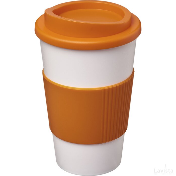 Americano® geïsoleerde beker van 350 ml met handgreep Oranje/Wit