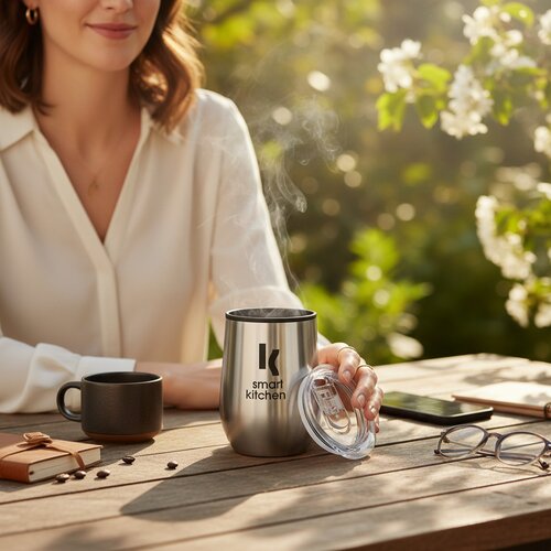 Dubbelwandige reisbeker Zilver 350 ml