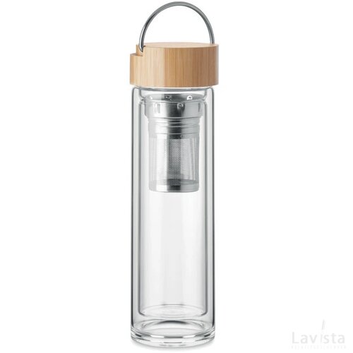 Glazen fles dubbelwandig 400ml Batami transparant