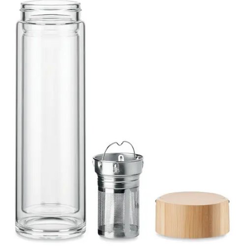 Glazen fles dubbelwandig 400ml Batami transparant