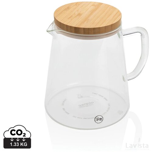 Ukiyo borosilicaatglazen karaf met bamboe deksel 1,2L transparant