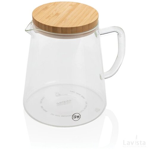Ukiyo borosilicaatglazen karaf met bamboe deksel 1,2L transparant