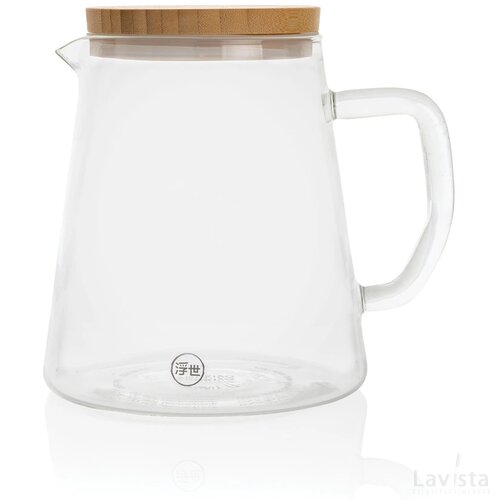 Ukiyo borosilicaatglazen karaf met bamboe deksel 1,2L transparant