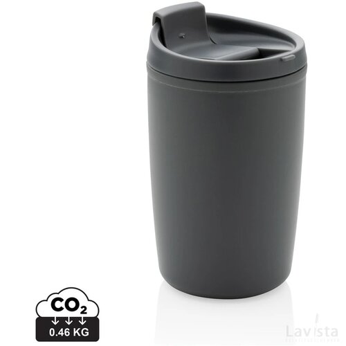 GRS gerecycled PP beker met klapdeksel antraciet