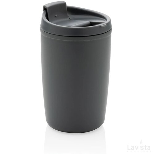 GRS gerecycled PP beker met klapdeksel antraciet