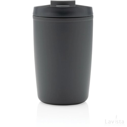 GRS gerecycled PP beker met klapdeksel antraciet