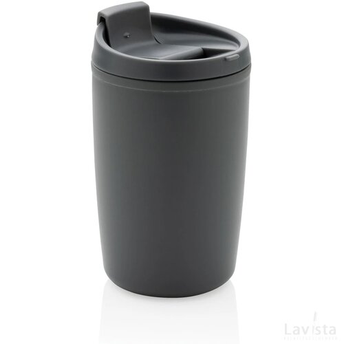 GRS gerecycled PP beker met klapdeksel antraciet
