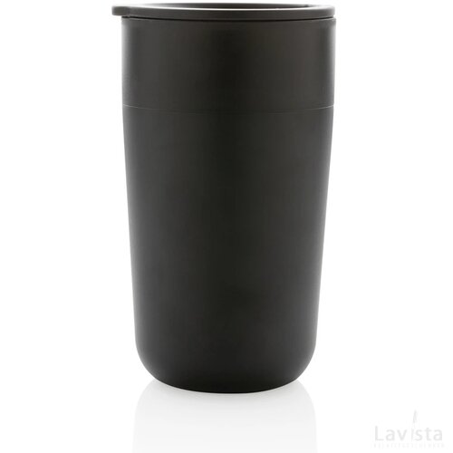 GRS recycled PP en roestvrijstalen mok met handvat zwart