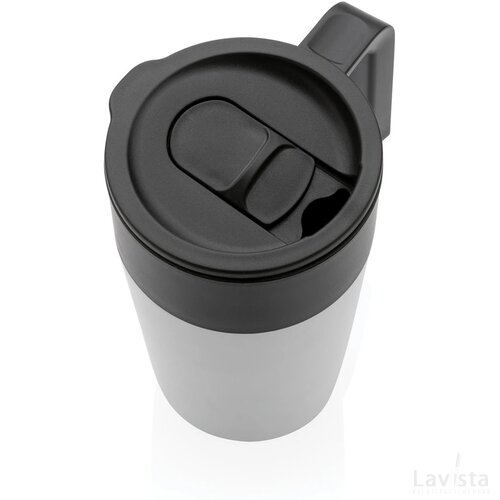 GRS recycled PP en roestvrijstalen mok met handvat wit