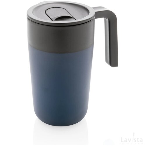 GRS recycled PP en roestvrijstalen mok met handvat donkerblauw