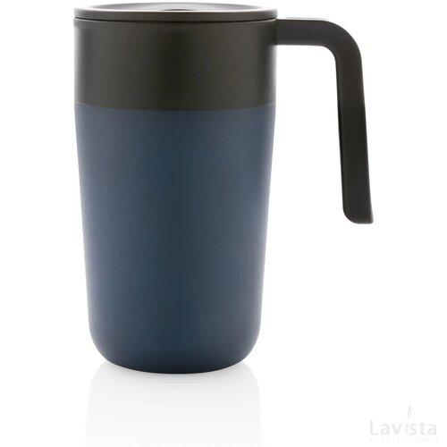GRS recycled PP en roestvrijstalen mok met handvat donkerblauw