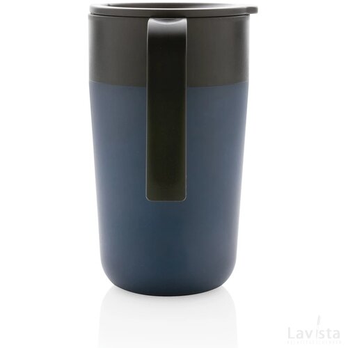 GRS recycled PP en roestvrijstalen mok met handvat donkerblauw