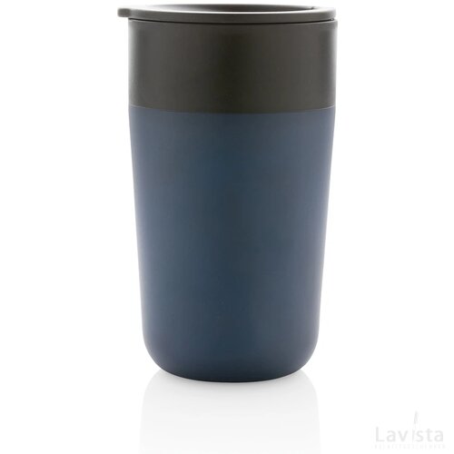 GRS recycled PP en roestvrijstalen mok met handvat donkerblauw