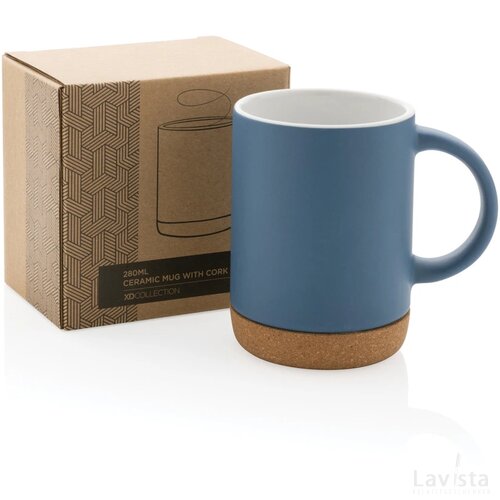 Keramische mok met kurken bodem Blauw