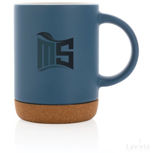 Keramische mok met kurken bodem Blauw