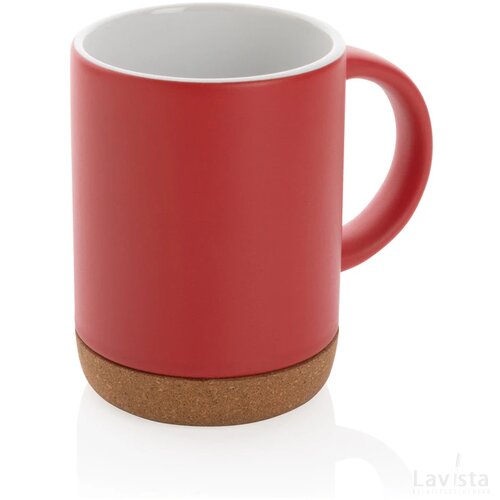 Keramische mok met kurken bodem Rood