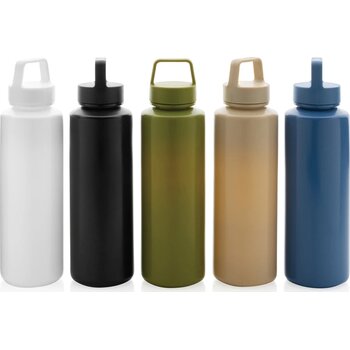 RCS gecertificeerd recycled PP waterfles met handvat zwart