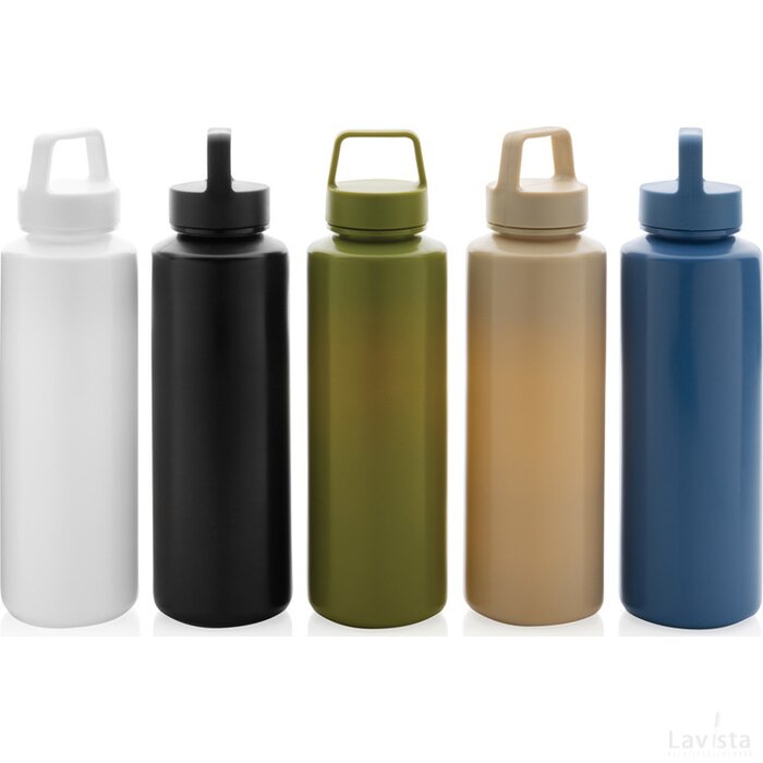 RCS gecertificeerd recycled PP waterfles met handvat zwart