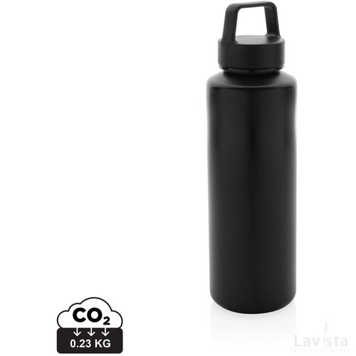RCS gecertificeerd recycled PP waterfles met handvat zwart