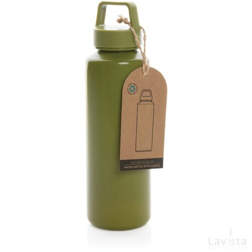 RCS gecertificeerd recycled PP waterfles met handvat groen