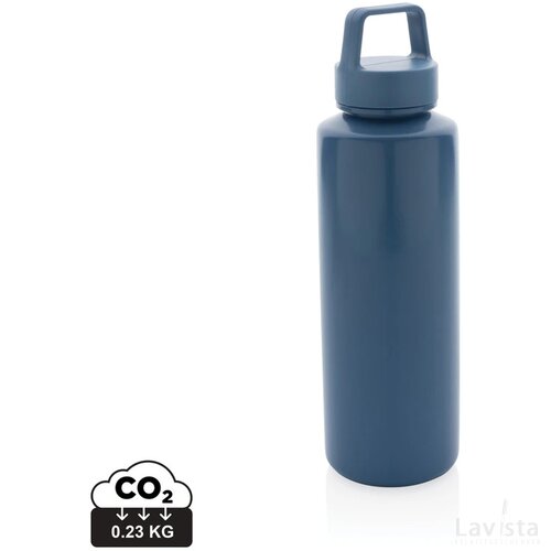 RCS gecertificeerd recycled PP waterfles met handvat blauw