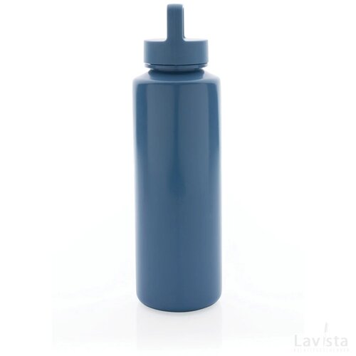 RCS gecertificeerd recycled PP waterfles met handvat blauw