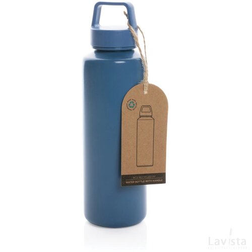 RCS gecertificeerd recycled PP waterfles met handvat blauw