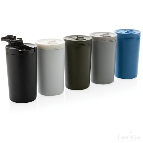 RCS gerecycled roestvrijstalen vacuüm lekvrije mok zwart