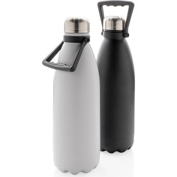 RCS gerecycled roestvrijstalen grote vacuümfles 1,5L zwart