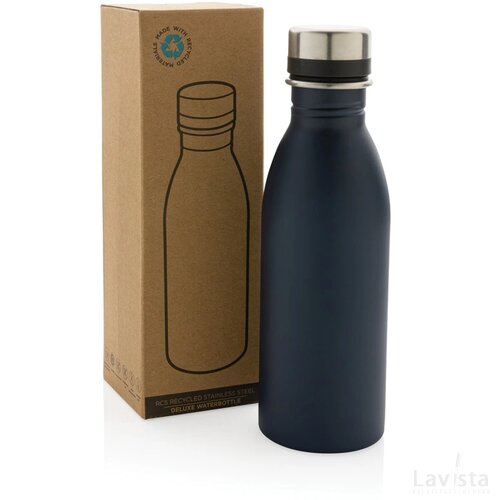 RCS gerecycled roestvrijstalen luxe waterfles donkerblauw