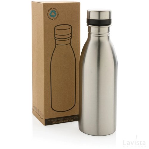 RCS gerecycled roestvrijstalen luxe waterfles zilver