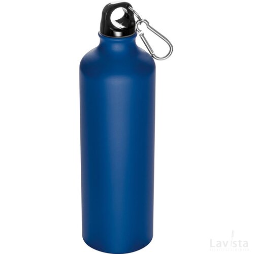 Metalen drinkfles met karabijnhaak blauw