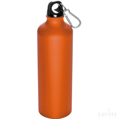 Metalen drinkfles met karabijnhaak oranje