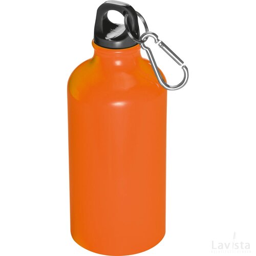 Metalen drinkfles met karabijnhaak oranje