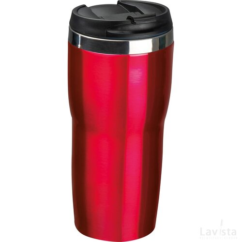 Drinkbeker met een RVS ommanteling, 500 ml rood