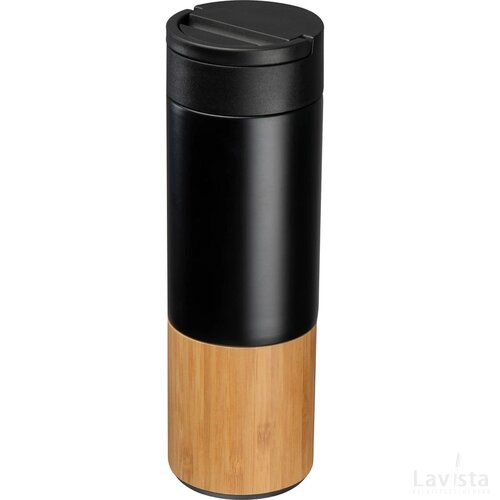 Drinkfles van koper en bamboe - Vacuüm zwart