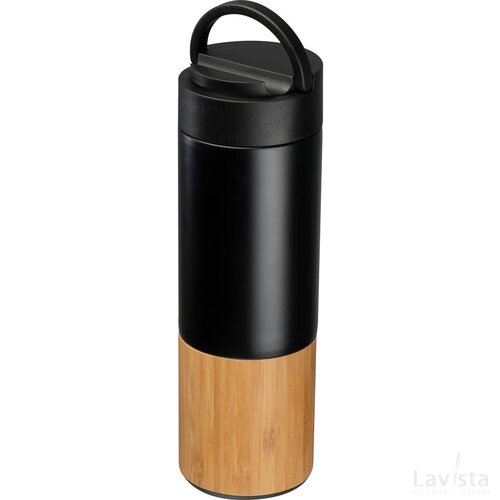 Drinkfles van koper en bamboe - Vacuüm zwart