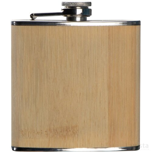 Heupfles RVS met bamboe ommanteling beige