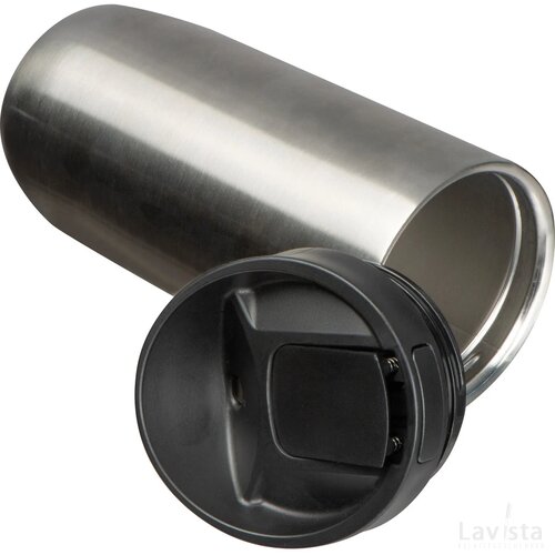 Isoleerbeker 500 ml met drukknop sluiting zilvergrijs
