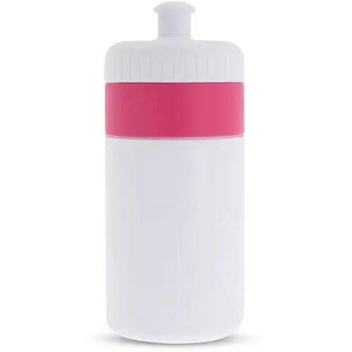 Sportfles met rand 500ml wit / roze