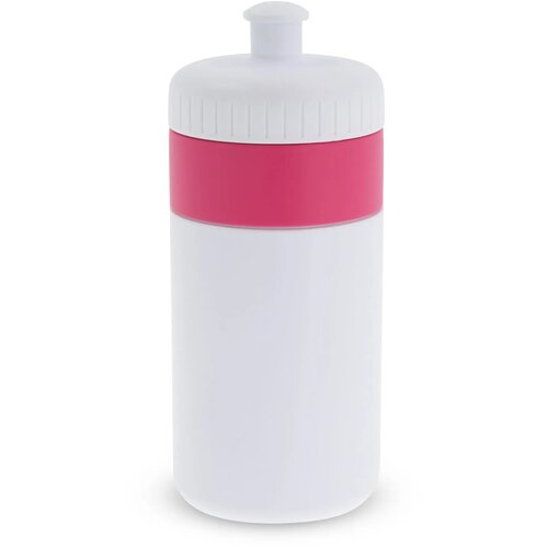 Sportfles met rand 500ml wit / roze