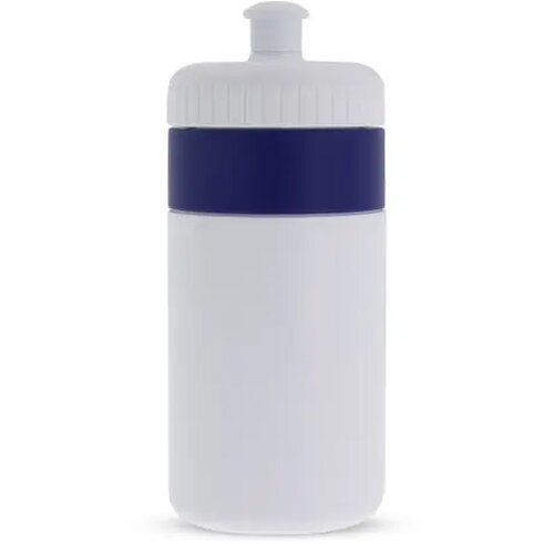 Sportfles met rand 500ml wit / donker blauw