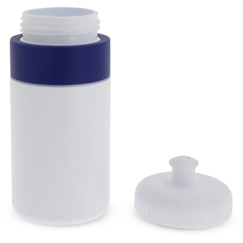 Sportfles met rand 500ml wit / donker blauw