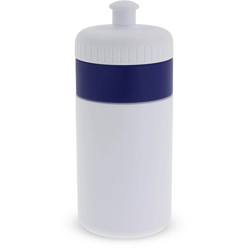 Sportfles met rand 500ml wit / donker blauw