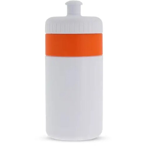 Sportfles met rand 500ml wit / oranje