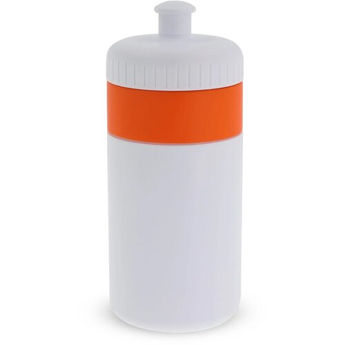 Sportfles met rand 500ml wit / oranje