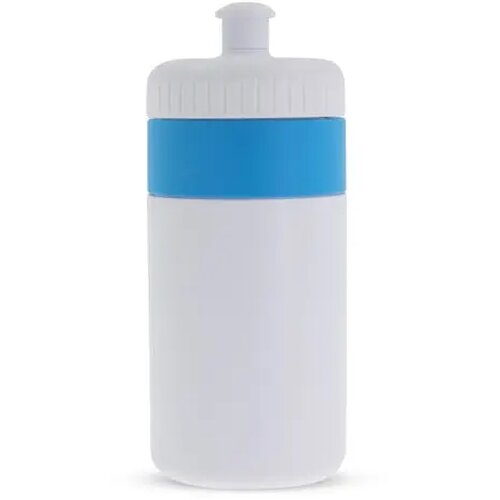 Sportfles met rand 500ml wit / licht blauw