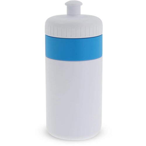 Sportfles met rand 500ml wit / licht blauw