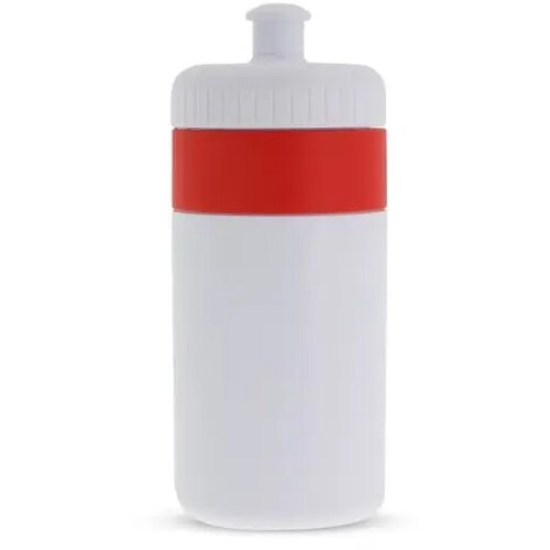 Sportfles met rand 500ml wit / rood